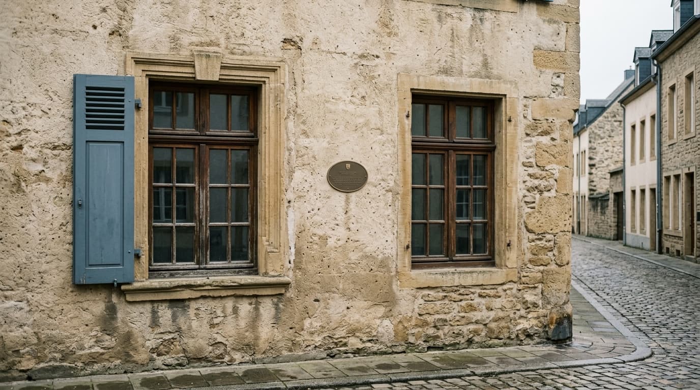 Façade ancienne en site protégé à Echternach, avant travaux de restauration