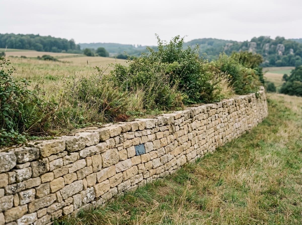 Muret en pierre sèche monté à la main dans la campagne luxembourgeoise